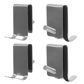 Lannitan 4-PCS Over Shower Door Towel Hooks for Frameless Glass, Stainless Steel Double-Sided Non-Slip Towel Hooks for Towels, Razor, Robes,Bath Towels, Bathroom Glass Door Towel Holder (4, Silver)