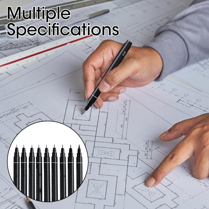 9pcs Calligraphy Pen Set for Beginners Refillable Black Brush Marker