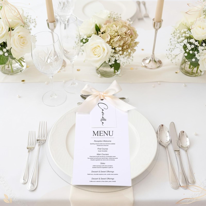 Humyoun 50 Sets 76lb Wedding Menu Cards 4 x 9''