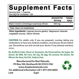 Best Naturals Best Naturals Black Cohosh 540 Mg 120 Capsules (120 Count (Pack of 2))