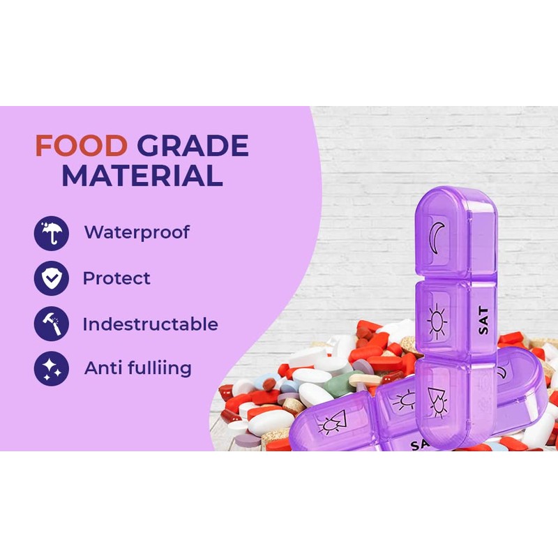 Pill Box Organizer 3 Times a Day Travel Pill Box