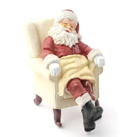 Melody Jane Dollhouse Sleeping Santa Figurine Santa in Chair 1:12 Resin