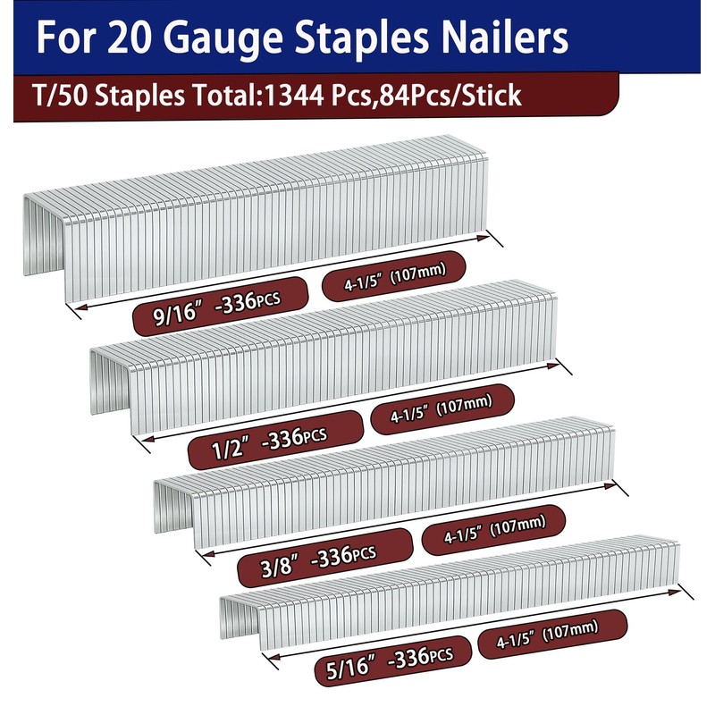 HW HAMWOO 20 Guage 304 Stainless Steel T/50 Staples,4 Sizes
