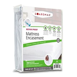 Guardmax Zippered Deep Pocket Mattress Protector - 100% Waterproof Mattress Encasement, Ultra Soft & Breathable Mattress Cover - Protects Mattresses from Dirt Dust & Dander (Twin 39" x 75" x 13")