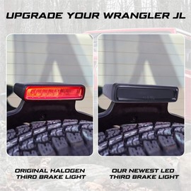 KIWI MASTER LED 3rd Brake Light Compatible for 2018-2022 Jeep Wrangler JL Accessories Third Brake Light High Mount Stop Light (Black Housing Smoke Lens)