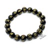 Black Obsidian Buddhist Prayer Beads Stretch Bracelet | Om Mani