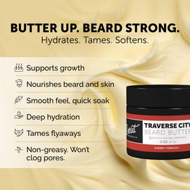 Detroit Grooming Co. Beard Butter for Men | Softens, Thickens & Hydrates with Safflower Oil & Shea Butter | Traverse City Scent, 2oz