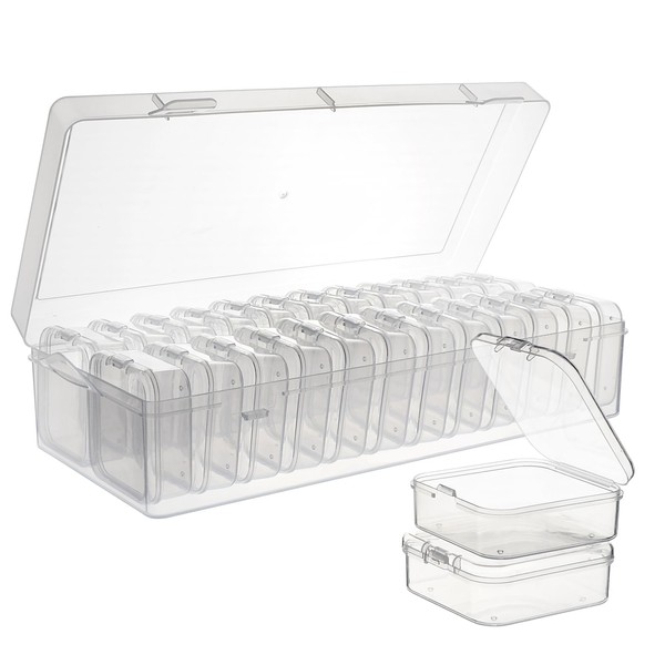 ZIIYAN Bead Storage Containers - 24 Clear Plastic Bead Organizer