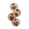 Thirstystone Christmas Holiday Nutcracker Acacia Wood Coasters, New Set of