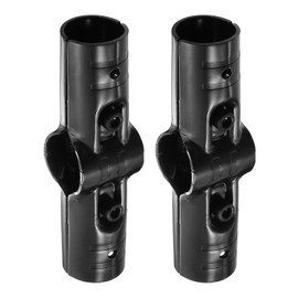 sourcing map 2 Pcs Straight Structural Pipe Connector, 1-1/8" 4-Way Metal Connectors Corner Pipe Fittings End Rails Clamp with Screws for DIY Shelf Garden Support, Black