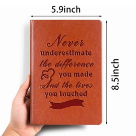 Boss Appreciation Gift Leather Notebook Mentor Travel Writing Notebook Amazing Leader Journal Notebook Mentor Leader Farewell Gifts for Boss Leader Coworker (Never underestimate the difference brown)