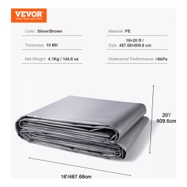 Vevor Lona Impermeable De Polietileno Con Ojillos 6 X 4.8m
