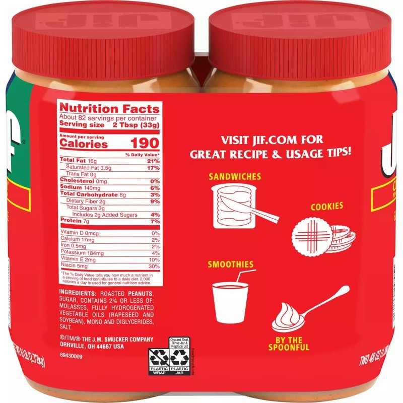Jif 2 PACK - Jif Creamy Peanut Butter (48 oz.)