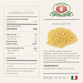 Rustichella d'Abruzzo Gnocchette Shell Pasta - 500g Sardinian-Style Pasta - Shell-Shaped Durum Wheat Dumplings - Cooks in 10-13 Minutes - Perfect with Lamb, Fish Sauces, or Other Creations