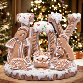 Hodao Christmas Joy Nativity Sets Indoor Xmas Gingerbread Nativity Sets Decoration Christmas Nativity Set Decor Holy Family Gingerbread Nativity Scene for Decor Gifts - Christmas Party Home Decor