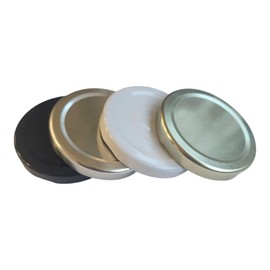 Nakpunar Glass Jar Lid Sampler in all size - BPA-Free Lug Twist Off Lids in Assorted Colors (Gold, Black, Silver, White, Red) - Leak-Proof, Food-Grade, USA Made, with Removable Size Labels