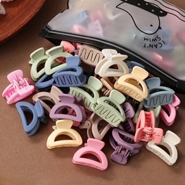 Mini Hair Claw Clips 20 Pcs Square Hair Clips for Thin Hair Nonslip Acrylic Banana Jaw Clips Bulk Hair Accessories for women and Girls - Multicolor (crescent)