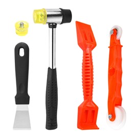 POHOVE Window Glazing Tool Kit,4PCS Heavy-Duty Glazing Tools,Glazing Tools Bundle Multi-Functions Hammer,Red Window Roller,Steel Scraper,Plastic Shovel,for Windows, Doors Hand Tool Sets