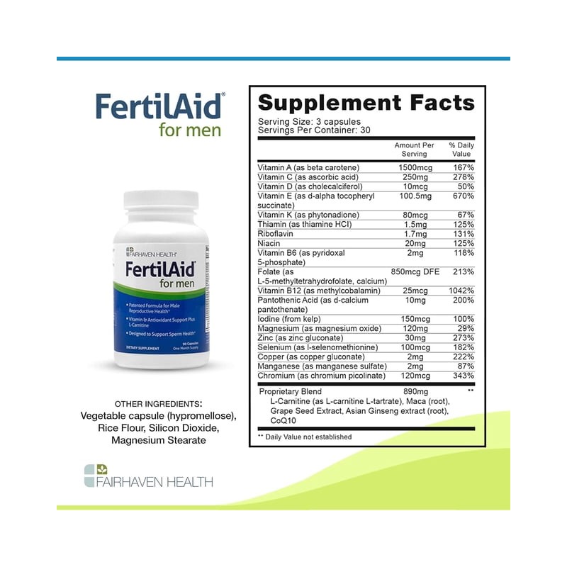 Fairhaven Health FertilAid (for men) 30 Servings 90 Capsules