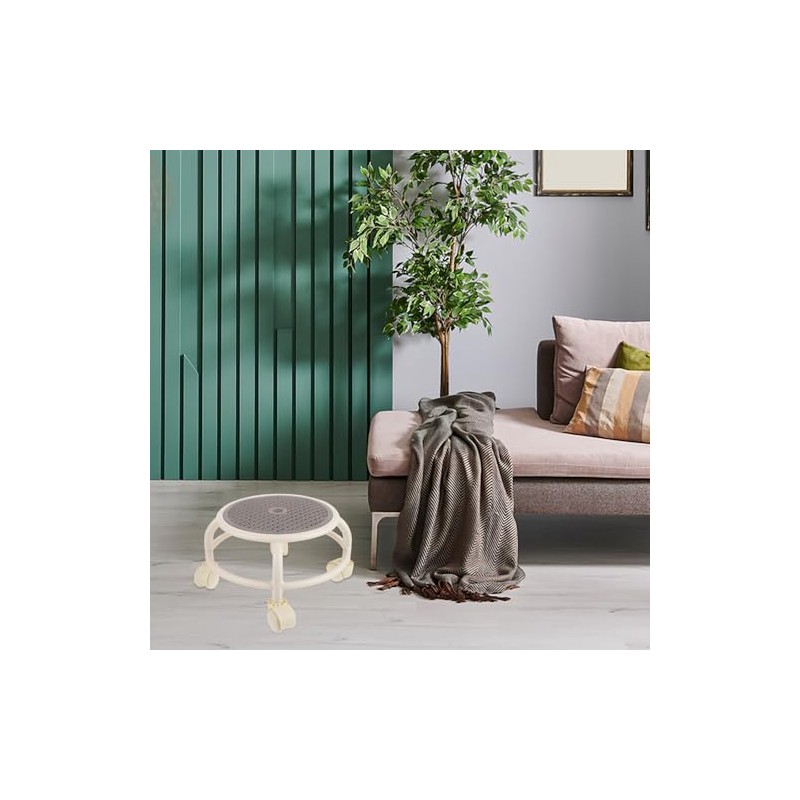 SHOWERORO Taburete Pequeño con Ruedas Gris, Redondo Pedicura y SPA,