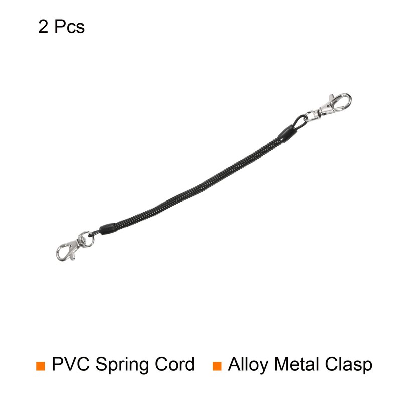 [PATIKIL] 2PCS 200mm Retractable Coil Spring Keychain with Lobster Clasp