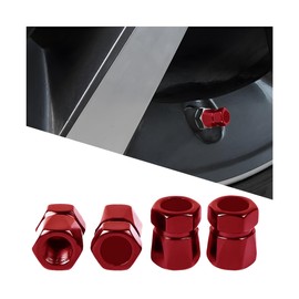 KHGUZ 8PCS Car Tire Valve Stem Caps, Aluminum Alloy Hexagon Designed Vehicle Wheel Valve Protection Cover, Auto Airtight Tyre Cap Cover, Universal for Trucks Motorcycles SUVs (Red)