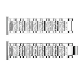 for LLKBOHA Smartwatch 22mm Quick Release Women Jewelry Bling Diamond Metal Dressy Adjustable Replacement Strap Accessories Sports Band Compatible with LLKBOHA Y3 P75 H5 P72 1.85 inches (Silver)