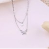 Unbranded Sterling Silver Plated Butterfly CZ Layered Pendant Necklace Choker