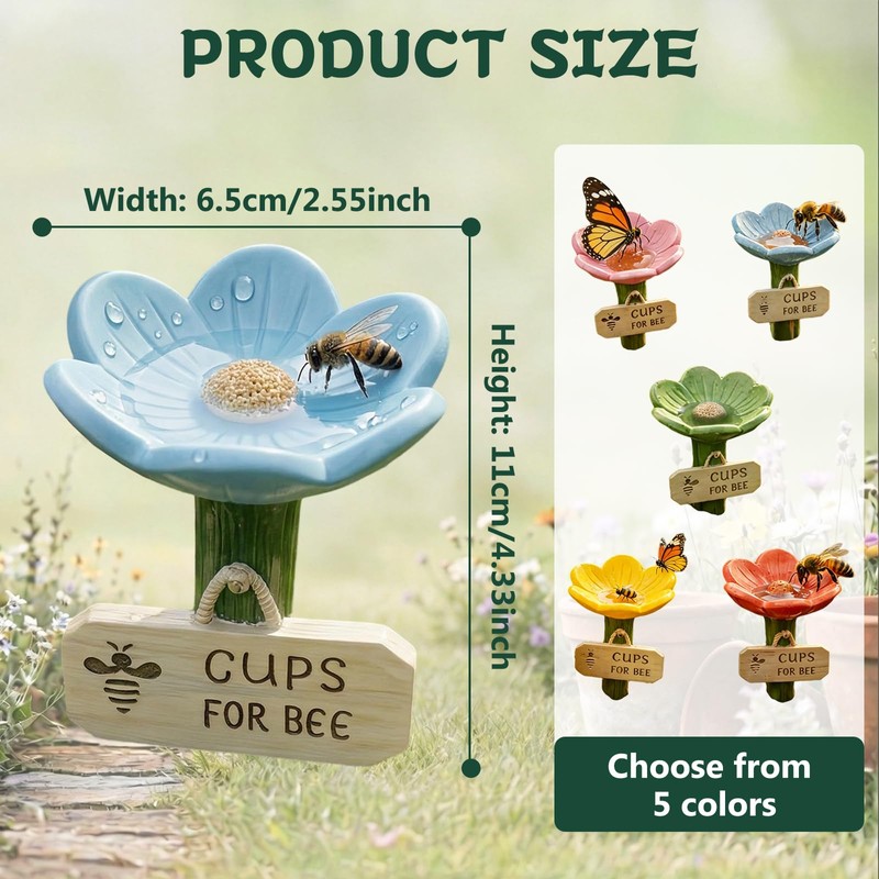 5PCS Bee Watering Station for Garden, Bee Drinking Cups Colorful