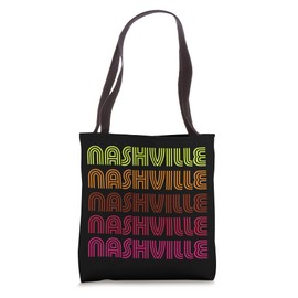 Retro Nashville City Tennessee Inline Font Disco Vintage Tote Bag