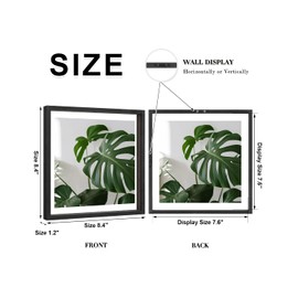 Egofine 8x8 Floating Frames Set of 2, Double Plexiglass Picture Frame, Made of Solid Wood Display Any Size Photo up to 8x8, Wall Mount or Tabletop Standing, Faded Black