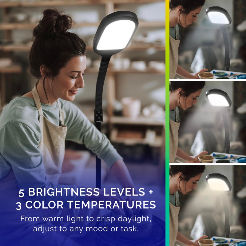 Verilux SmartLight Full Spectrum LED Modern Floor Lamp with Adjustable