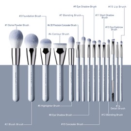 Makeup Brushes, EIGSHOW 15pcs Professional Makeup Brush Set Premium Synthetic Kabuki Brush Foundation Contour Concealers Blush Eye Shadow Brush Kit With Case, Guide