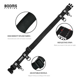 Booms Fishing FB2 Fishing Wade Belt with Rod Holder, Adjustable Nylon Wading Belt 45" Max Length, Wade Fishing Belts for Casting Surf Kayak Fishing Accessories
