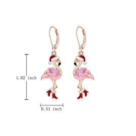 Christmas Flamingo Earrings for Women Rose Gold Pink Flamingo Earrings Dangle Sterling Silver Cute Bird Jewelry Holiday Gifts