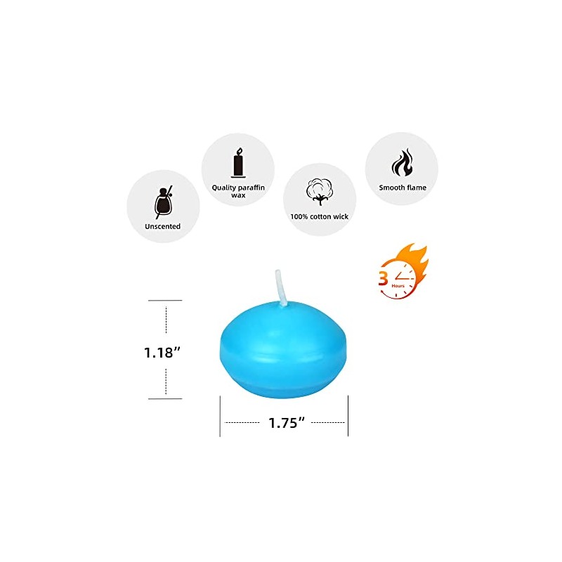 Zest Candle 24-Piece Floating Candles, 1.75-Inch, Turquoise