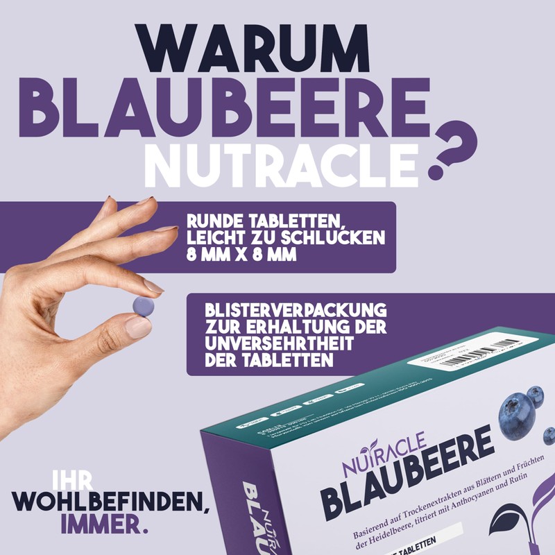 Nutracle Blueberry 600 mg 45 Tablets High Dose Microcirculation Legs,