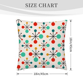 HIKENVIU Retro Throw Pillow Covers for Couch Sofa Chair Livingroom Bedroom,Mid Century Fifties Modern Pillow Cover Set of 4 18x18, Retro Living Room Decor