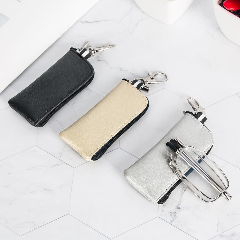 REAVEE 3 Pack Folding Reading Glasses with Keychain Compact Bags