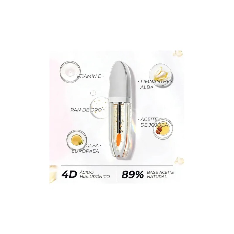 Labial Brillo Con 4d Ácido Hialurónico Resistente Al Agua