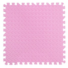 9 Tiles Interlocking Foam Mats 0.4inch Thickness Foam Floor Mats for Home Gym, Fitness, Exercise Surface Protection EVA Foam Floor Padding with Border for Workout Equipment（Pink）