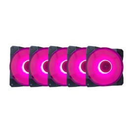Apevia CO512L-PK Cosmos 120mm Pink LED Ultra Silent Case Fan w/ 16 LEDs & Anti-Vibration Rubber Pads (5 Pk)