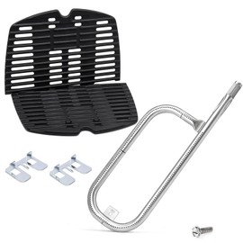 Criditpid Grill Replacement Parts for Weber Q100, Q1000, Q120, Q1200, Q140, Q1400, 7644 7582 Cooking Grates & 60040 Burner Tube Kit for Weber 516002 516001 50060001 51060001 Gas Grills.