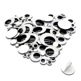 TOAOB 100pcs Plastic Googly Wiggle Eyes Self Adhesive Round 6mm to 35mm White Sticker Eyes for DIY Crafts Scrapbooking Decoration