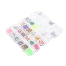 Vaguelly 3 Boxes Colorful Nail Sequins of Decorative Nail Charms for DIY Manicure for Salon Use Variety of Styles