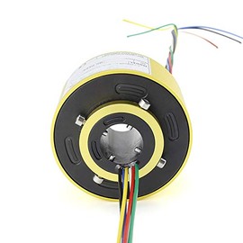 Taidacent Through Bore Electrical Slip Ring Rotate Conductive Energization Collector Ring Brushes Hollow Shaft Slip Ring (6 Wire Inner Hole 25.4mm X OD 86mm)