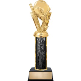 Customizable 11" Softball Fireball Black Star Trophy Award, Engrave Now