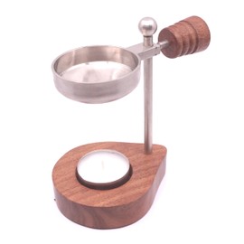 Farbenwald Adjustable Height Incense Burner for Smoking Resins, Woods and Leaves with Extra Sieve (Nickel with Wooden Base)