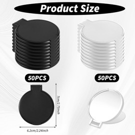 Telooco 100 Pcs Round Compact Mirrors for Purse Mini Folding Mirrors Portable Pocket Mirror Travel Makeup Small Mirror for Women Daily Use (Black and White)
