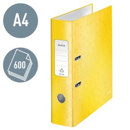 Leitz quality folder 180 °, A4, 80 mm back width, yellow, WOW, 10050016, design may vary
